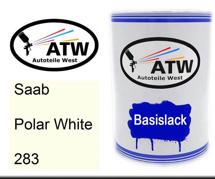 Saab, Polar White, 283: 500ml Lackdose, von ATW Autoteile West.